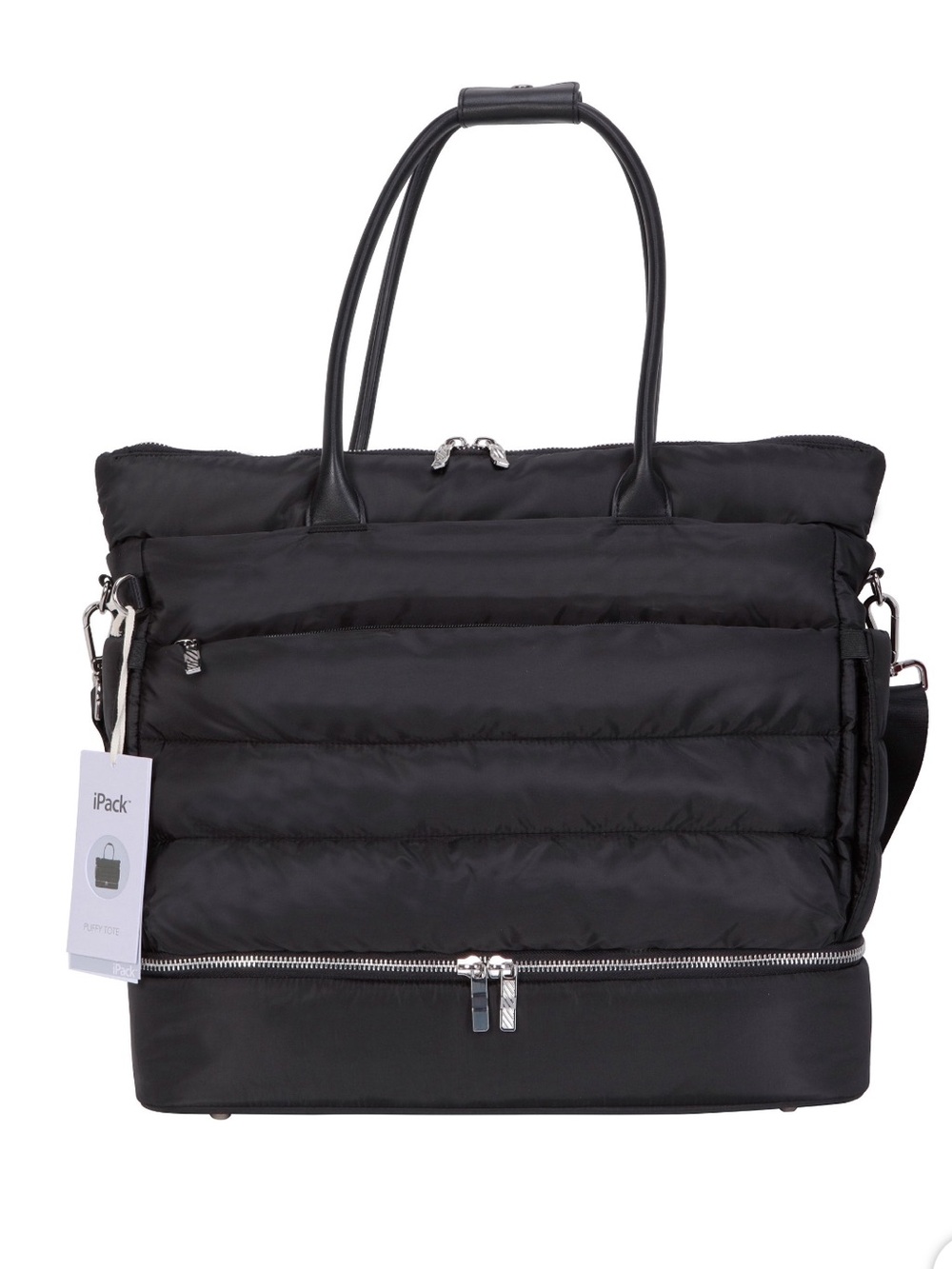 iPack Puffy Travel Tote Bag Black NWT